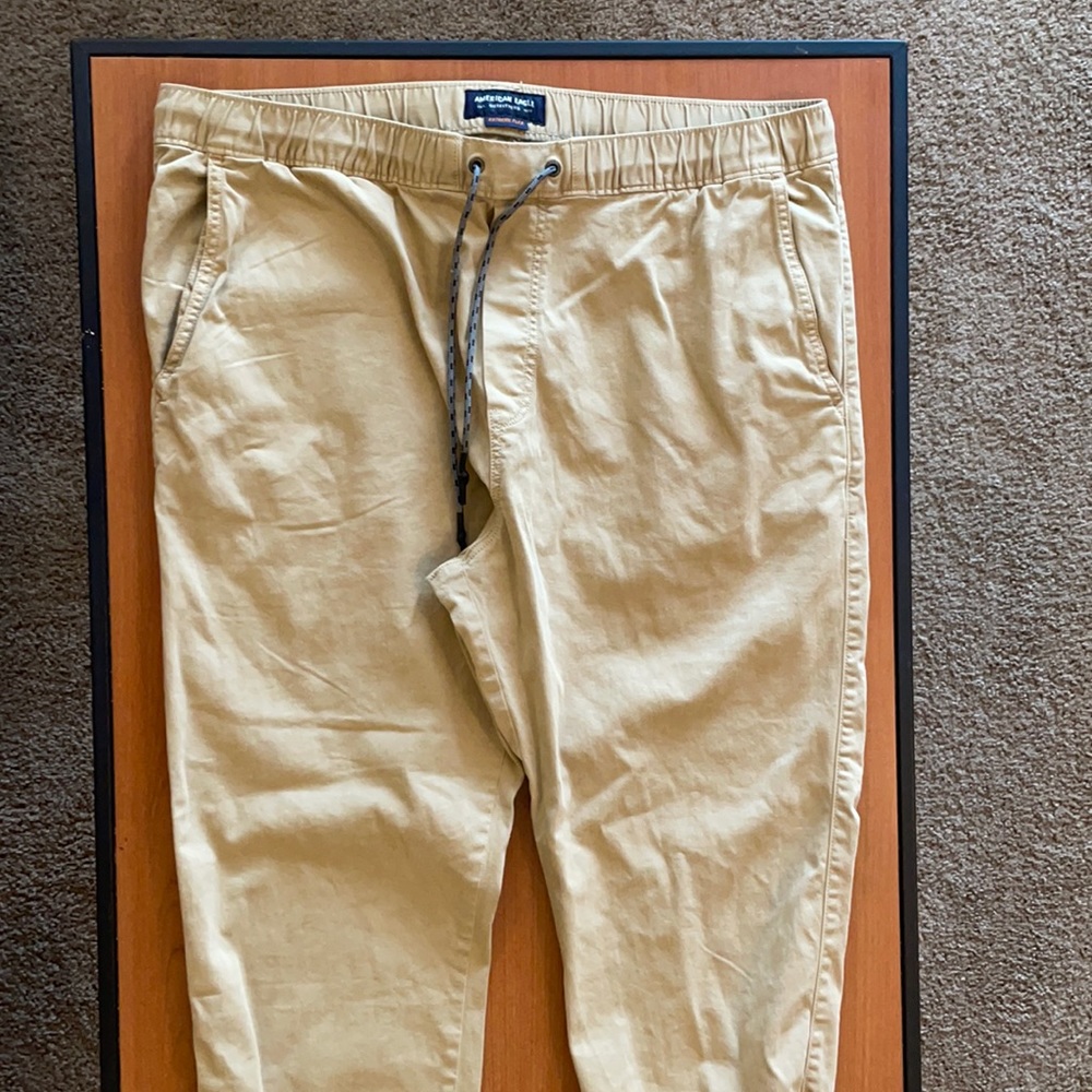 American Eagle Extreme Flex Khaki Joggers with cinched ankle